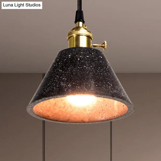 Industrial 1-Light Pendant Lamp With Terrazzo Design Black