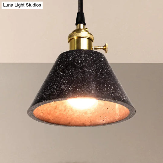 Industrial 1-Light Pendant Lamp With Terrazzo Design Black / A