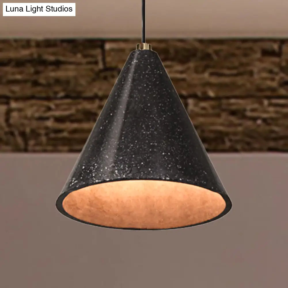 Industrial 1-Light Pendant Lamp With Terrazzo Design Black / B