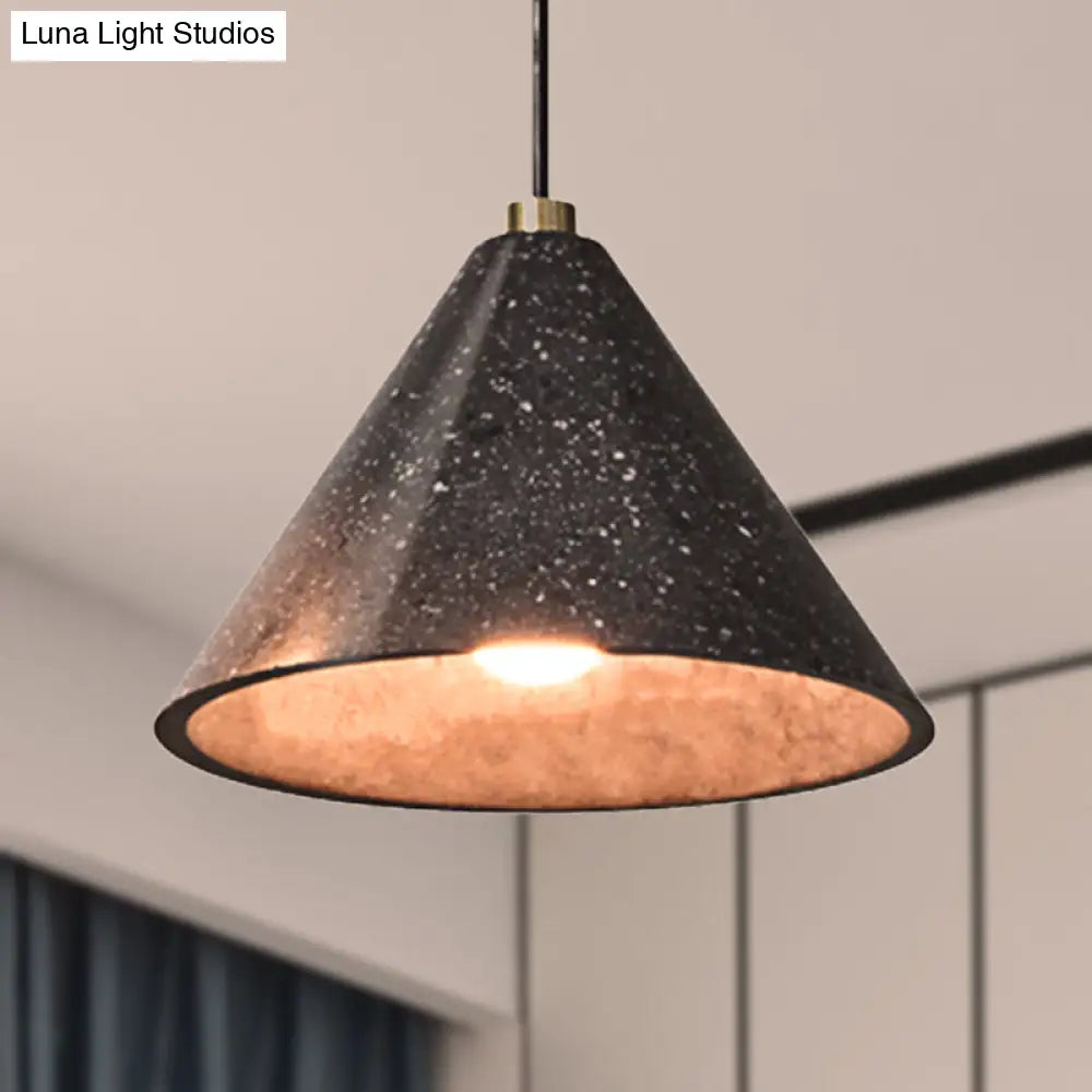 Industrial 1-Light Pendant Lamp With Terrazzo Design Black