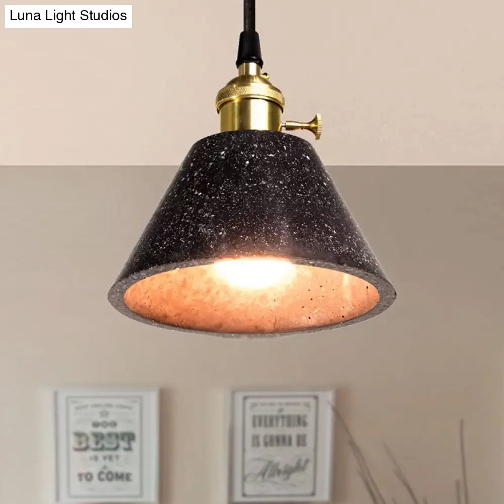 Industrial 1-Light Pendant Lamp With Terrazzo Design Black