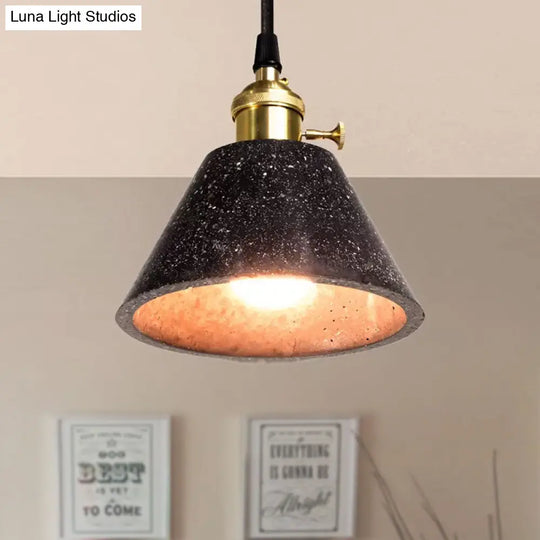 Industrial 1-Light Pendant Lamp With Terrazzo Design Black