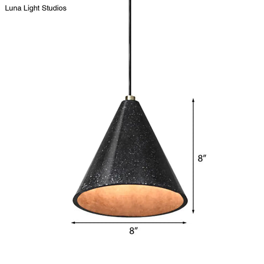 Industrial 1-Light Pendant Lamp With Terrazzo Design Black