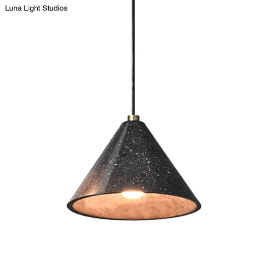 Industrial 1-Light Pendant Lamp With Terrazzo Design Black