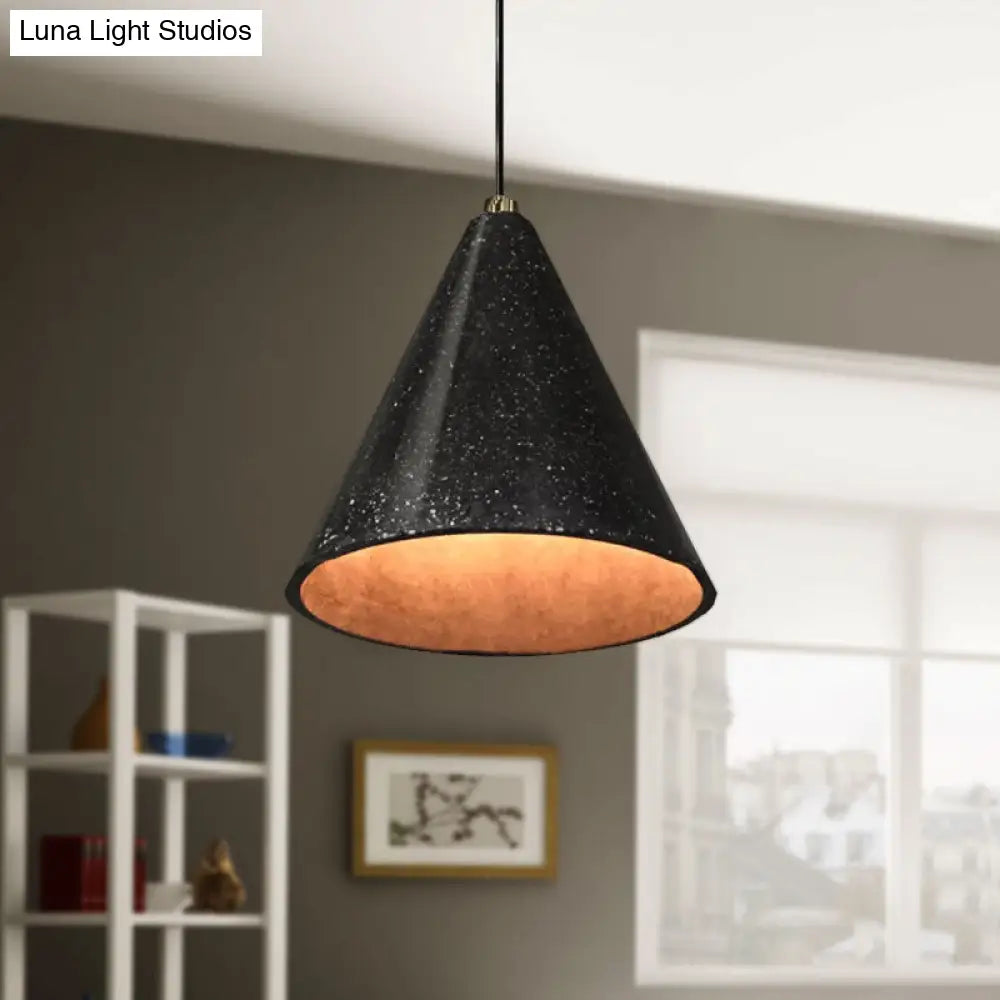 Industrial 1-Light Pendant Lamp With Terrazzo Design Black