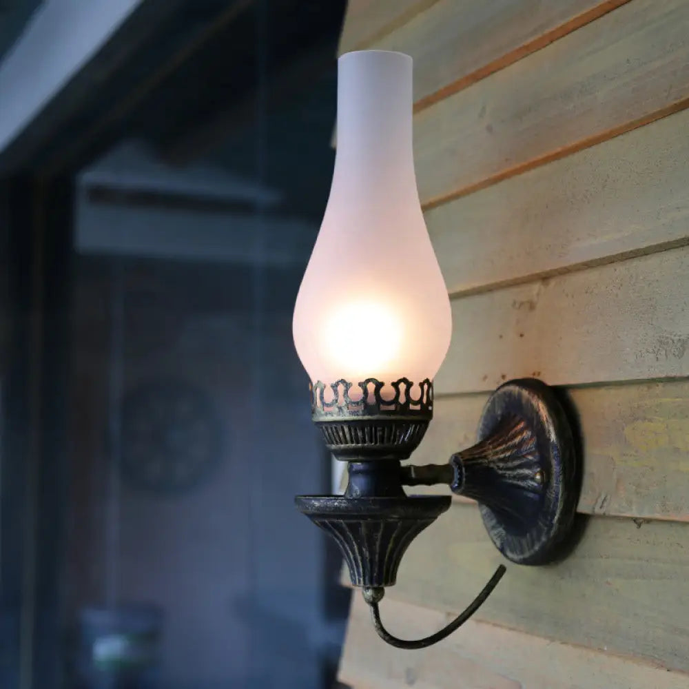 Industrial Textured White/Clear/Yellow Crackle Glass Wall Light Fixture - Vase Courtyard Design 1