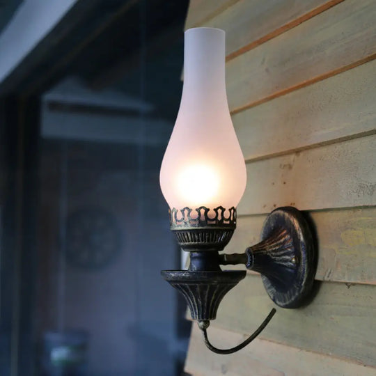 Industrial Textured White/Clear/Yellow Crackle Glass Wall Light Fixture - Vase Courtyard Design 1