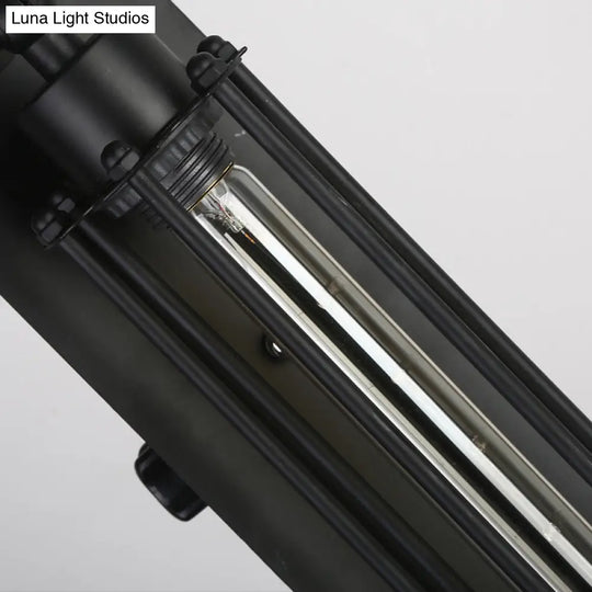 Industrial Tube Iron Wall Light With 1 Bulb In Black For Corridors