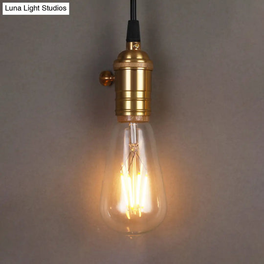 Industrial Vintage Bare Bulb Pendant Light With Brass Finish - Ideal For Restaurants
