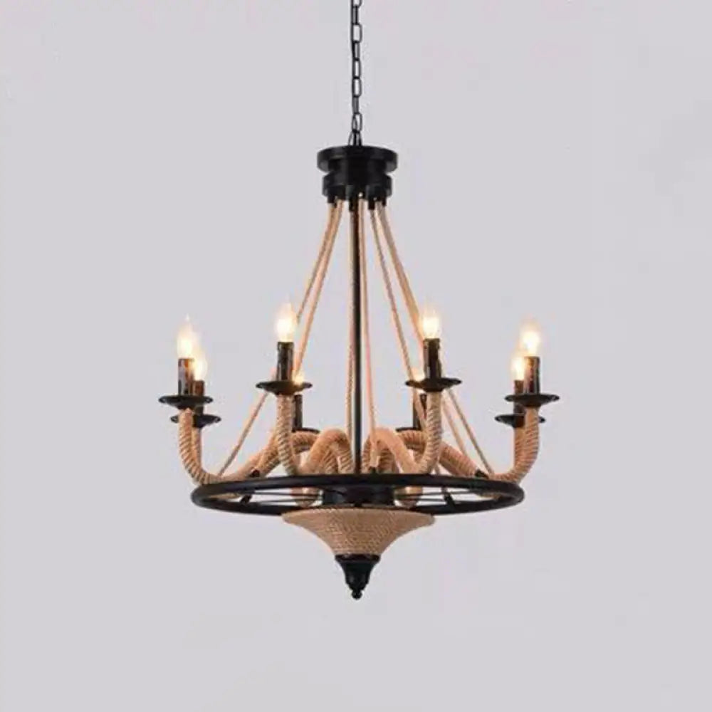 Industrial Wagon Wheel Chandelier With Adjustable Chain For Restaurant Ceiling Black