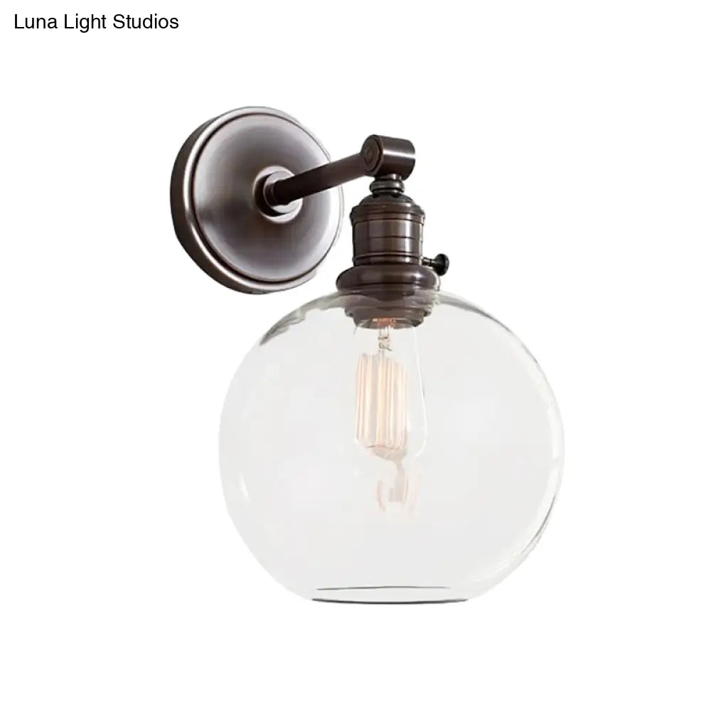 Industrial Wall Lamp Fixture: Clear Glass Chrome/Nickel Sconce Light Globe 1-Light For Living Room