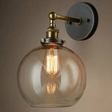 Industrial Wall Lamp With Swivel Glass Shade - Brass-Black Finish For Kitchen And More Clear / Globe