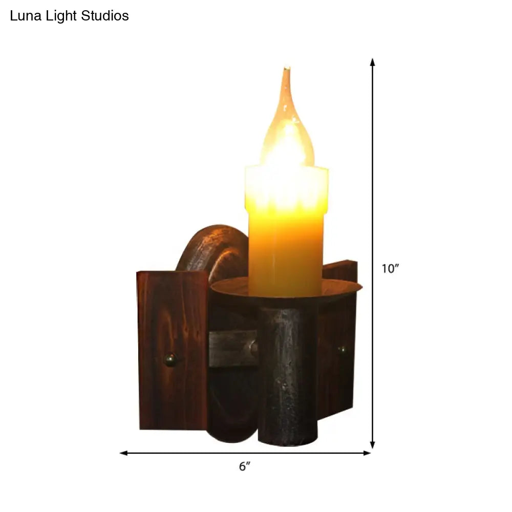 Industrial Wall Sconce With Clear Glass And Bronze Finish - 1-Light Candle Mount