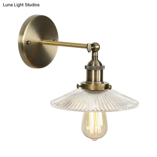 Industrial Wall Sconce With Clear Prismatic Glass Shade - Perfect For Dining Rooms