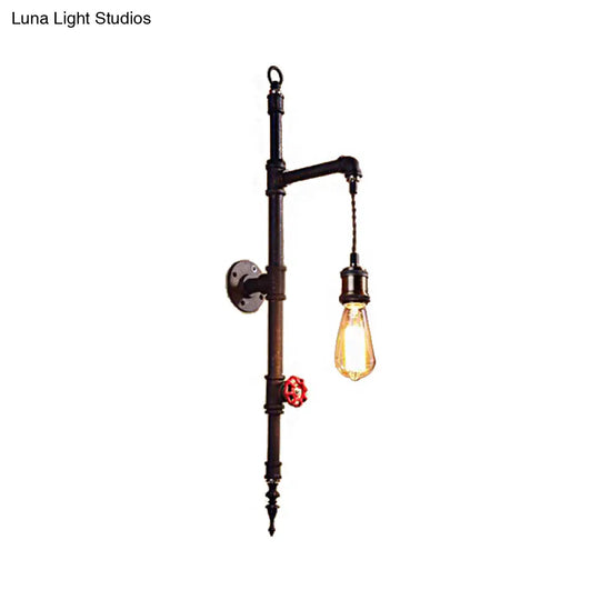 Industrial Wall Sconce With Rustic Metal Design And Pressure Gauge