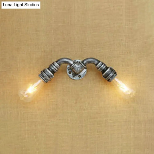 Industrial Water Pipe Wall Sconce Light With Wrought Iron - Bronze/Antique Brass Finish