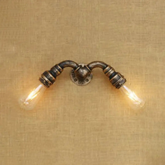 Industrial Water Pipe Wall Sconce Light With Wrought Iron - Bronze/Antique Brass Finish Bronze