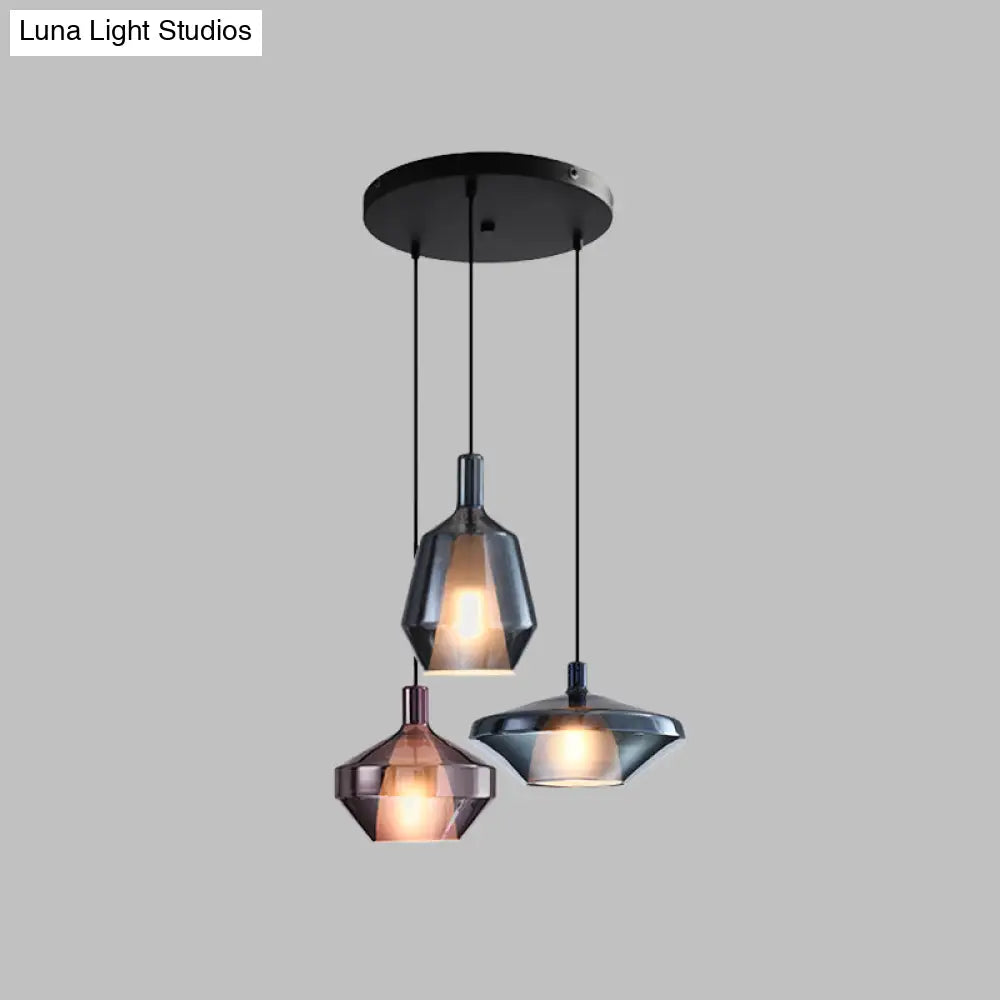 Industrial Wine Bottle Cluster Pendant Light - 3 Lights Thickened Glass Black