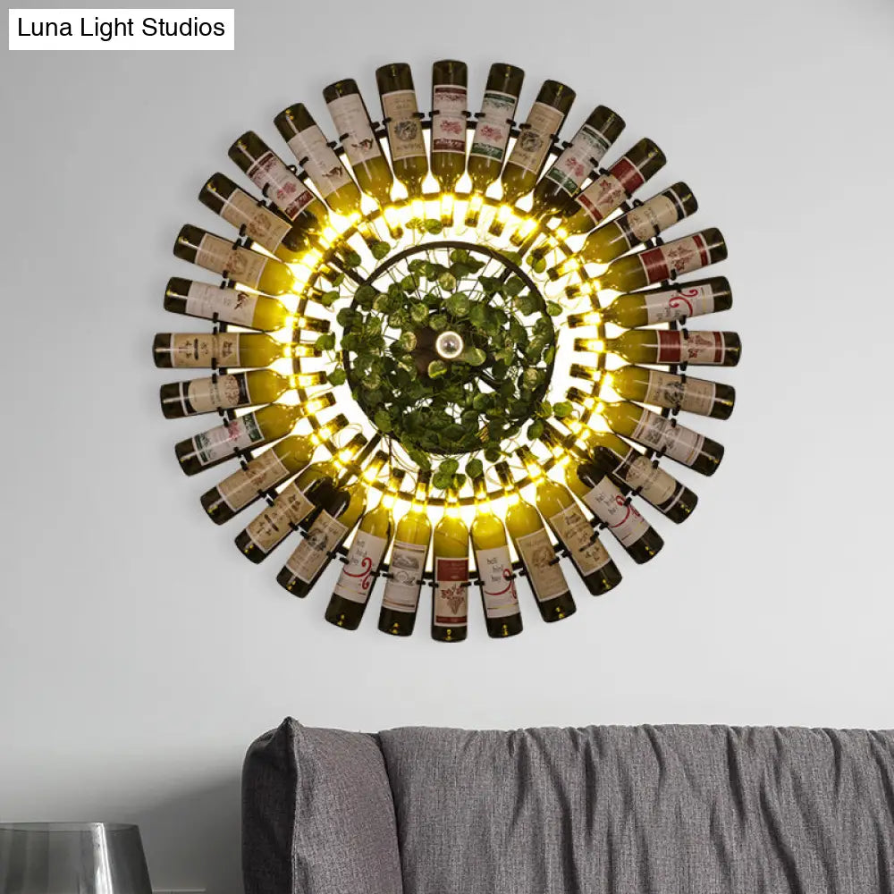 Industrial Wine Bottle Wall Sconce - Led Restaurant Lamp Fixture