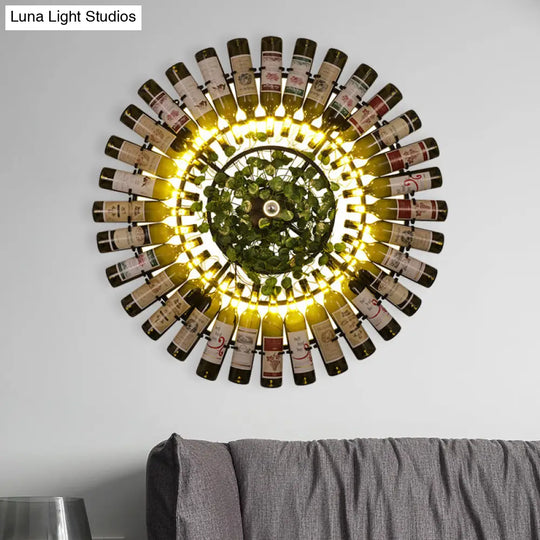 Industrial Wine Bottle Wall Sconce - Led Restaurant Lamp Fixture