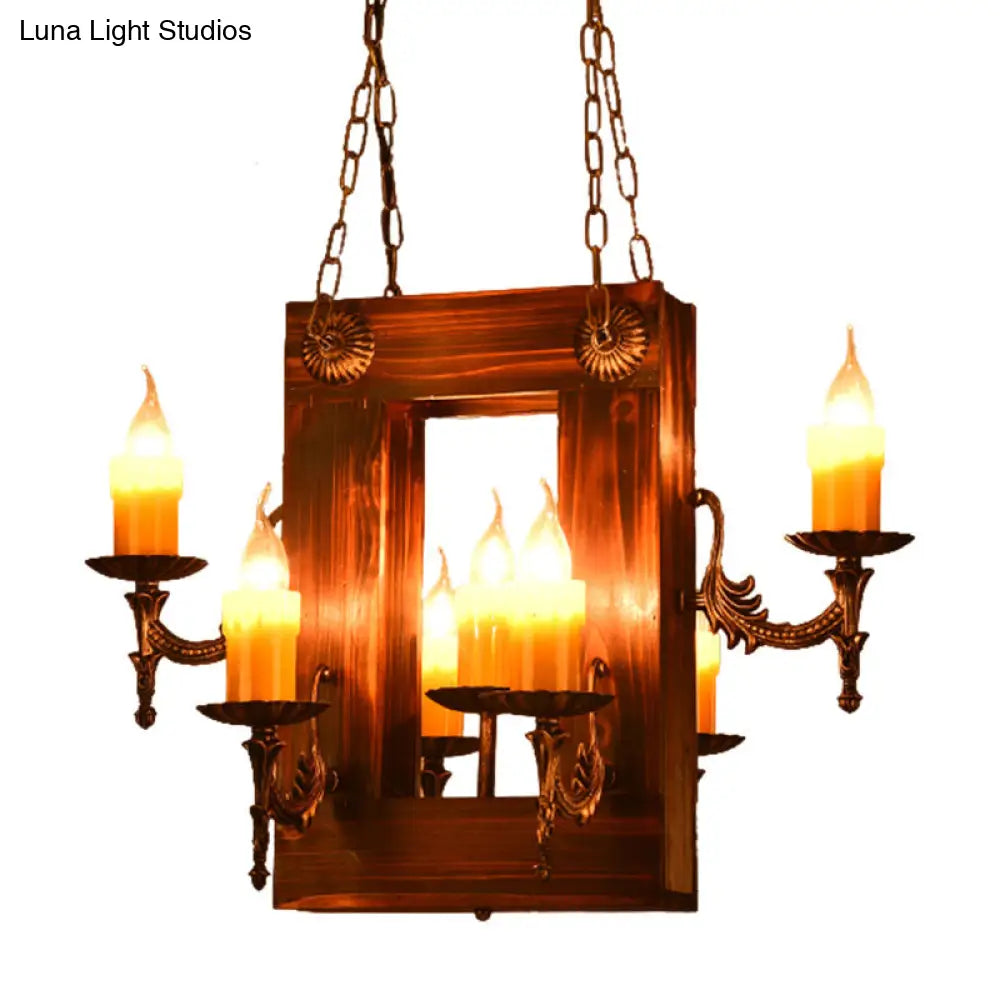 Industrial Wood Candelabra Chandelier - Brown 5/7-Light Hanging Ceiling Light Fixture 7 /