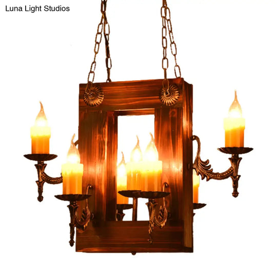 Industrial Wood Candelabra Chandelier - Brown 5/7-Light Hanging Ceiling Light Fixture 7 /