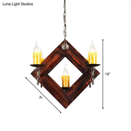 Industrial Wood Candelabra Chandelier - Brown 5/7-Light Hanging Ceiling Light Fixture