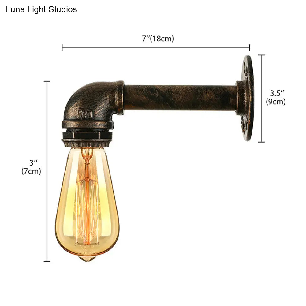 Industrial Wrought Iron Sconce With Water Pipe And Bronze Finish