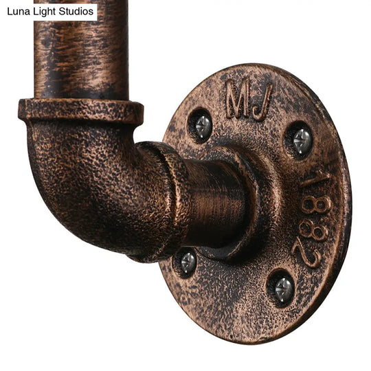 Industrial Wrought Iron Sconce With Water Pipe And Bronze Finish