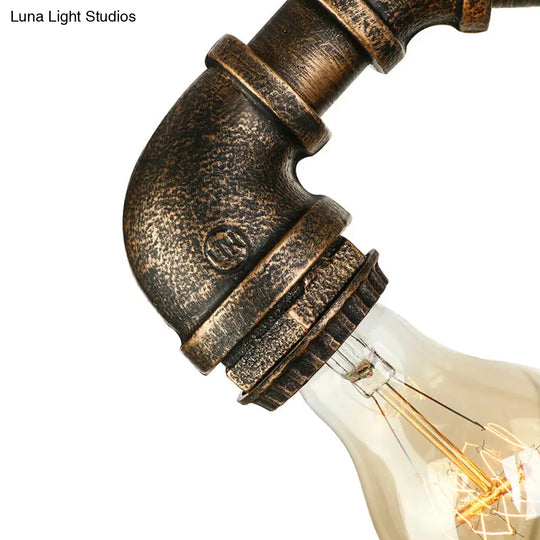 Industrial Wrought Iron Sconce With Water Pipe And Bronze Finish