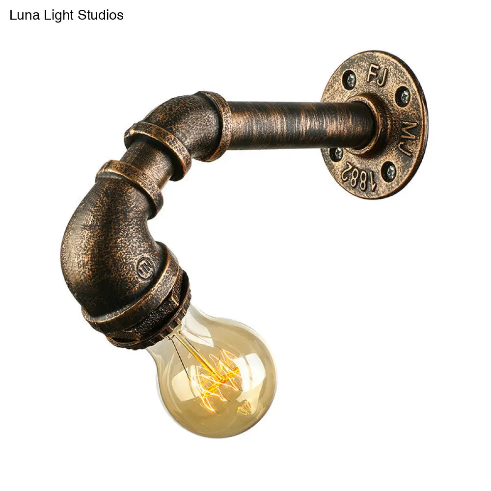 Industrial Wrought Iron Sconce With Water Pipe And Bronze Finish