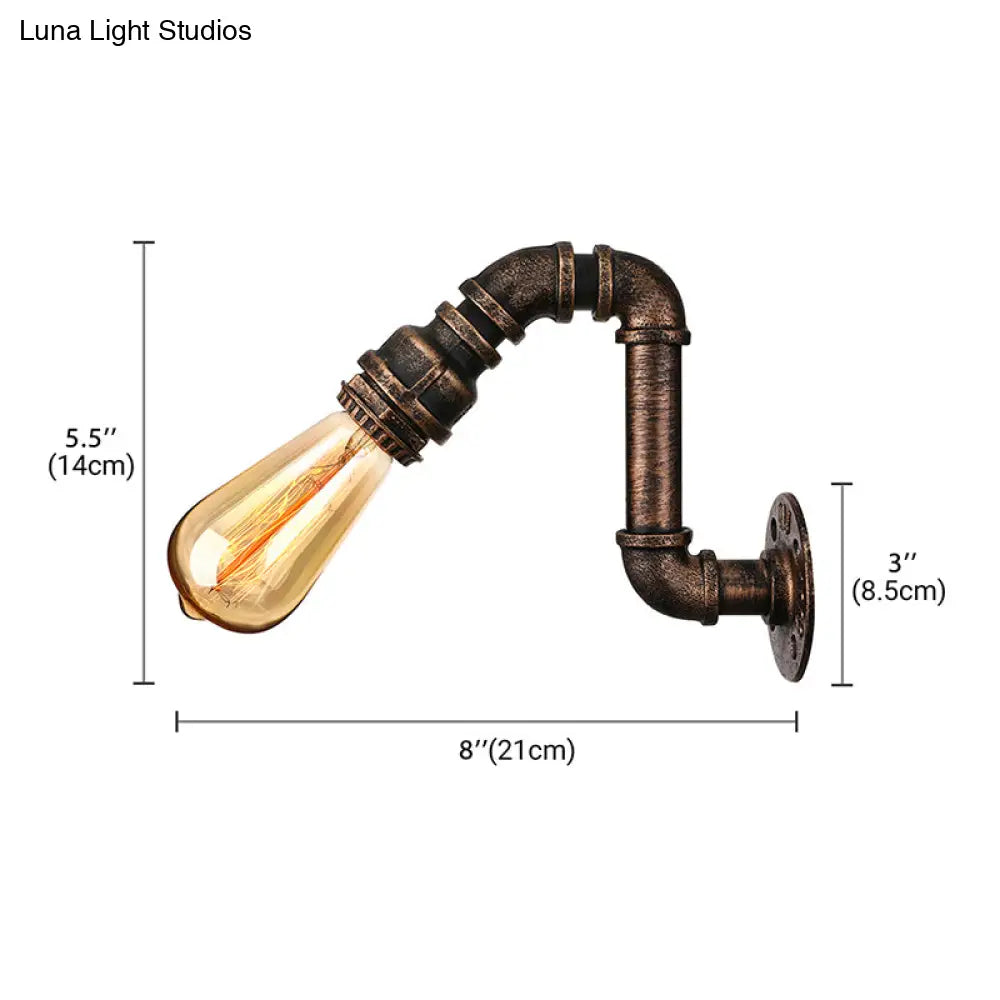 Industrial Wrought Iron Sconce With Water Pipe And Bronze Finish