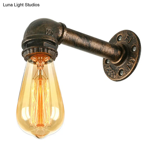 Industrial Wrought Iron Sconce With Water Pipe And Bronze Finish