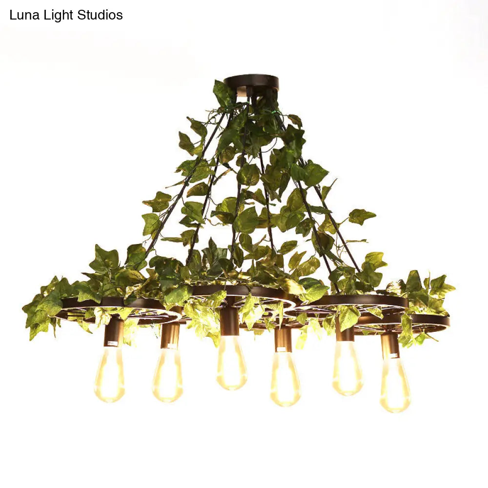 Irène - 6-Head 3/6 Heads Plant Ceiling Chandelier With Bare Bulb Metal Industrial Restaurant Led