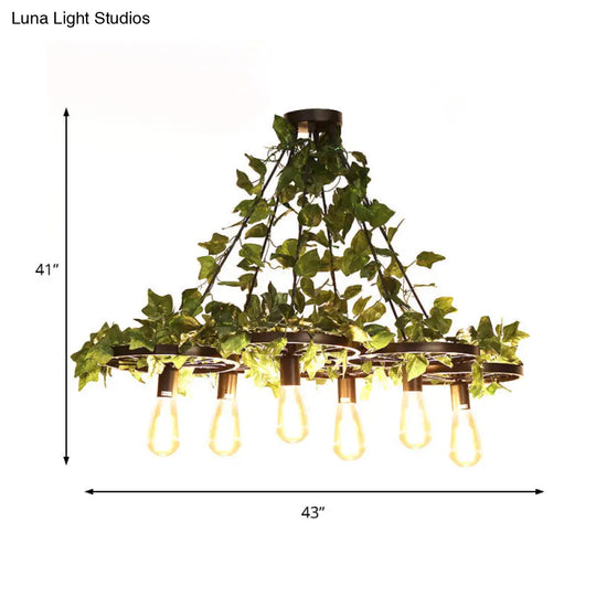 Irène - 6-Head 3/6 Heads Plant Ceiling Chandelier With Bare Bulb Metal Industrial Restaurant Led