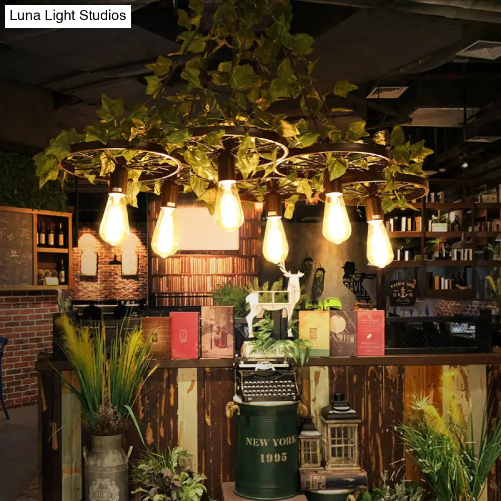 Irã¨ne - 6-Head 3/6 Heads Plant Ceiling Chandelier With Bare Bulb Metal Industrial Restaurant Led