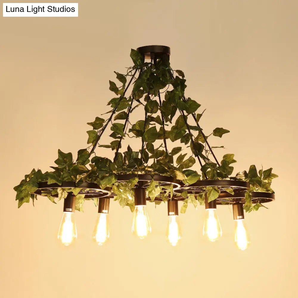 Irã¨ne - 6-Head 3/6 Heads Plant Ceiling Chandelier With Bare Bulb Metal Industrial Restaurant Led