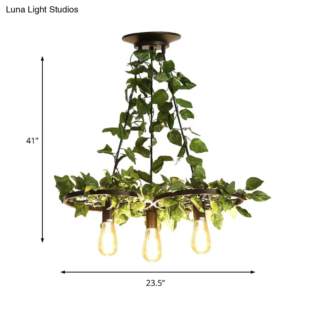 Irã¨ne - 6-Head 3/6 Heads Plant Ceiling Chandelier With Bare Bulb Metal Industrial Restaurant Led