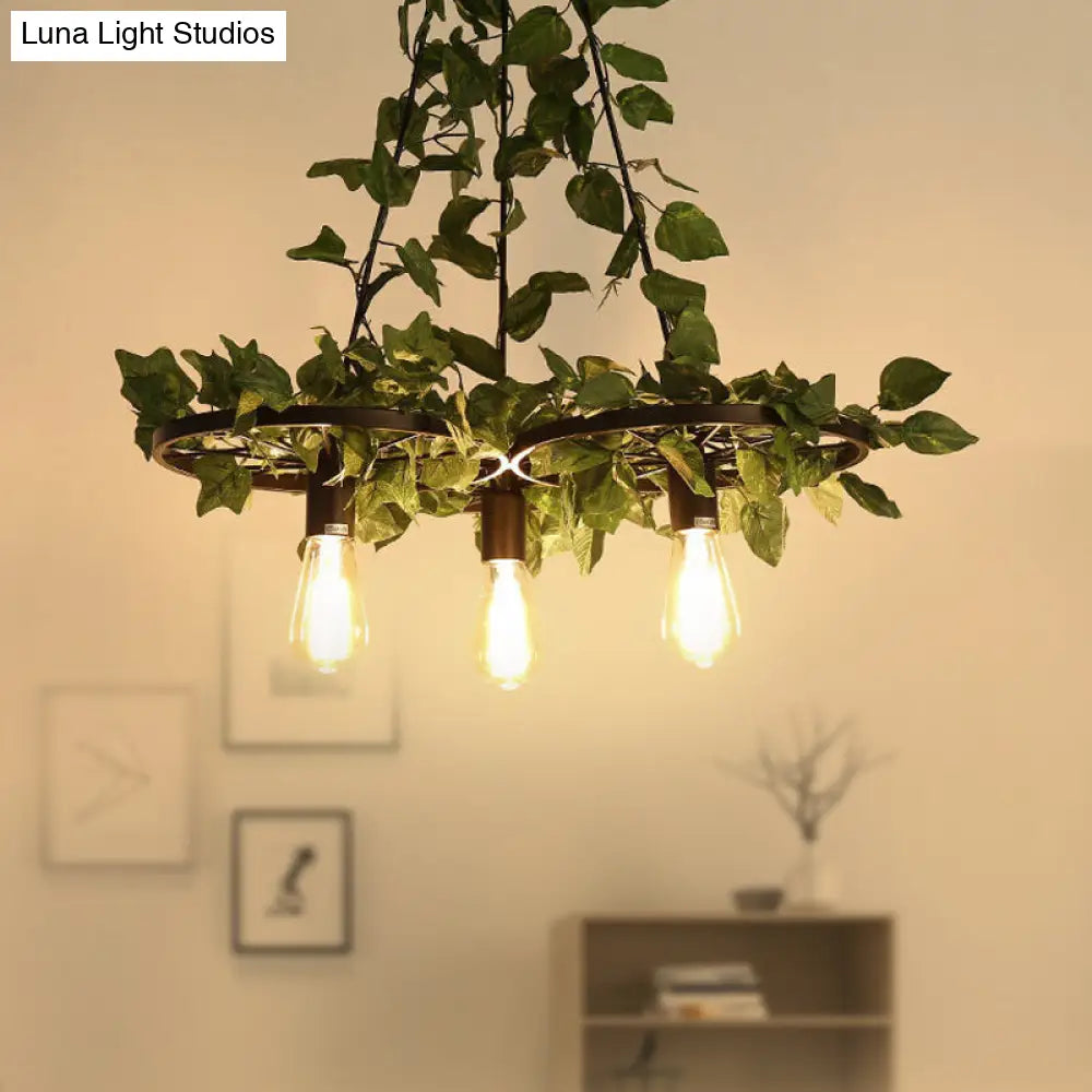 Irène - 6-Head 3/6 Heads Plant Ceiling Chandelier With Bare Bulb Metal Industrial Restaurant Led