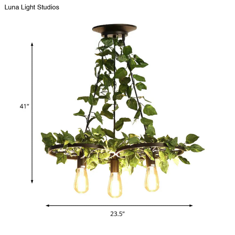 Irène - 6-Head 3/6 Heads Plant Ceiling Chandelier With Bare Bulb Metal Industrial Restaurant Led