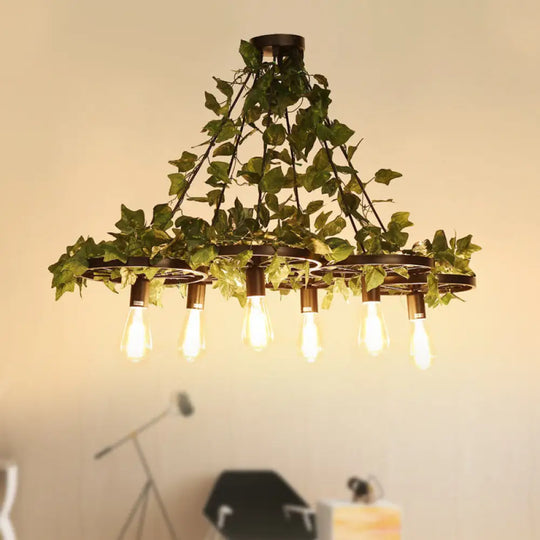 Irã¨ne - 6-Head 3/6 Heads Plant Ceiling Chandelier With Bare Bulb Metal Industrial Restaurant Led