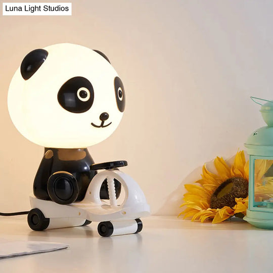 Kids Bedroom Cartoon Night Table Lamp Pig Frog Panda Reading Book Light (Black/Pink/Green) Black