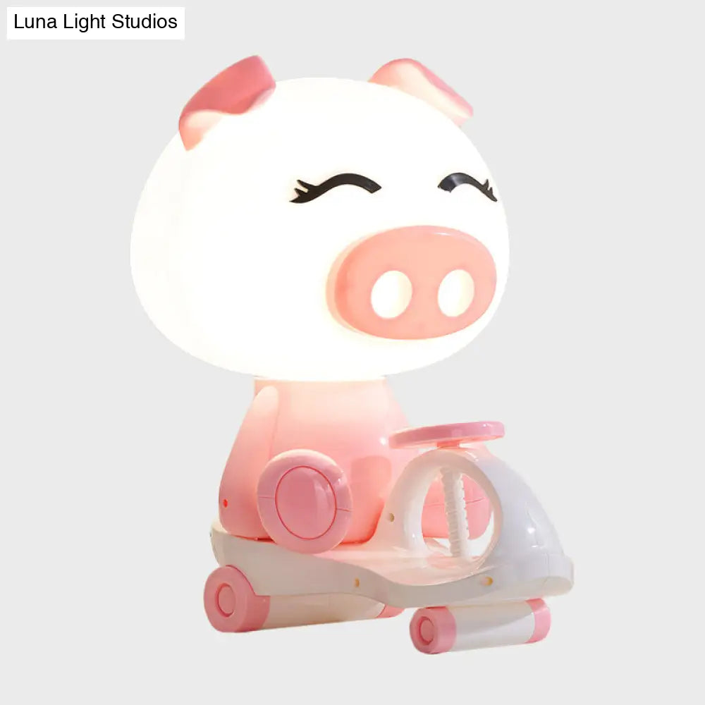 Kids Bedroom Cartoon Night Table Lamp Pig Frog Panda Reading Book Light (Black/Pink/Green)