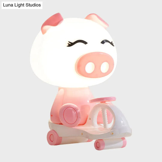 Kids Bedroom Cartoon Night Table Lamp Pig Frog Panda Reading Book Light (Black/Pink/Green)