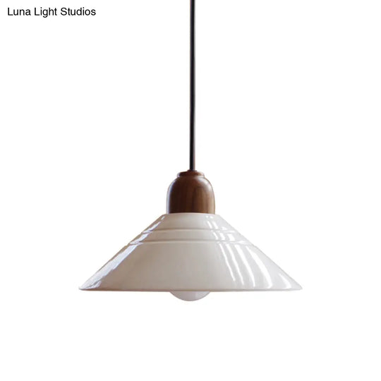 Iris - White Conic Pendant Lamp Modern Style Ceramic 1 Light Hanging Fixture For Dining Room