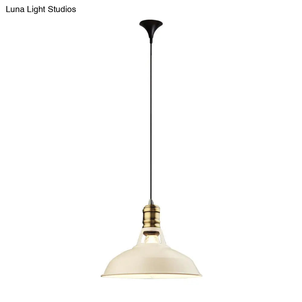 Industrial Iron Barn-Shaped Pendulum Light With Vented Socket - 1 Bulb Dining Room Pendant Fixture