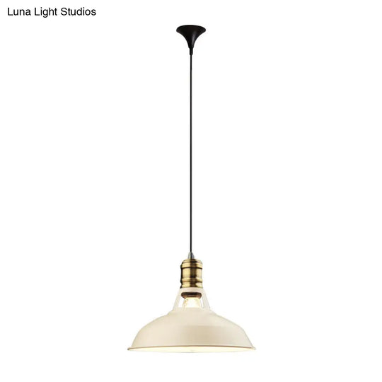 Industrial Iron Barn-Shaped Pendulum Light With Vented Socket - 1 Bulb Dining Room Pendant Fixture