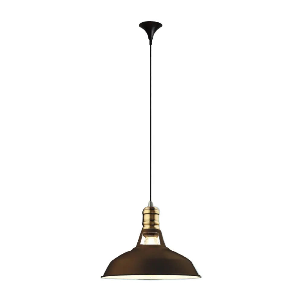 Iron Barn Shaped Industrial Pendulum Light - 1-Bulb Dining Room Pendant Fixture With Vented Socket