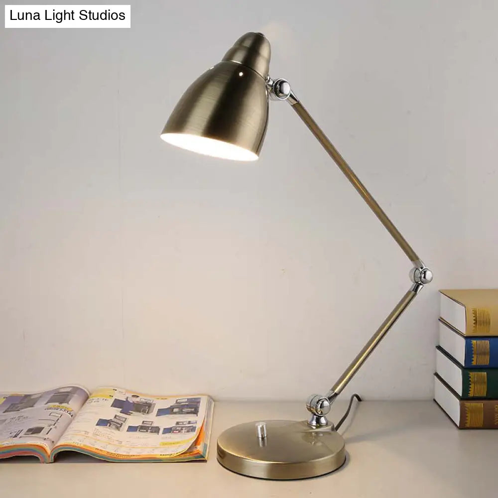 Iron Bell Shaped Industrial Table Lamp With Swing Arm For Study Room Desk