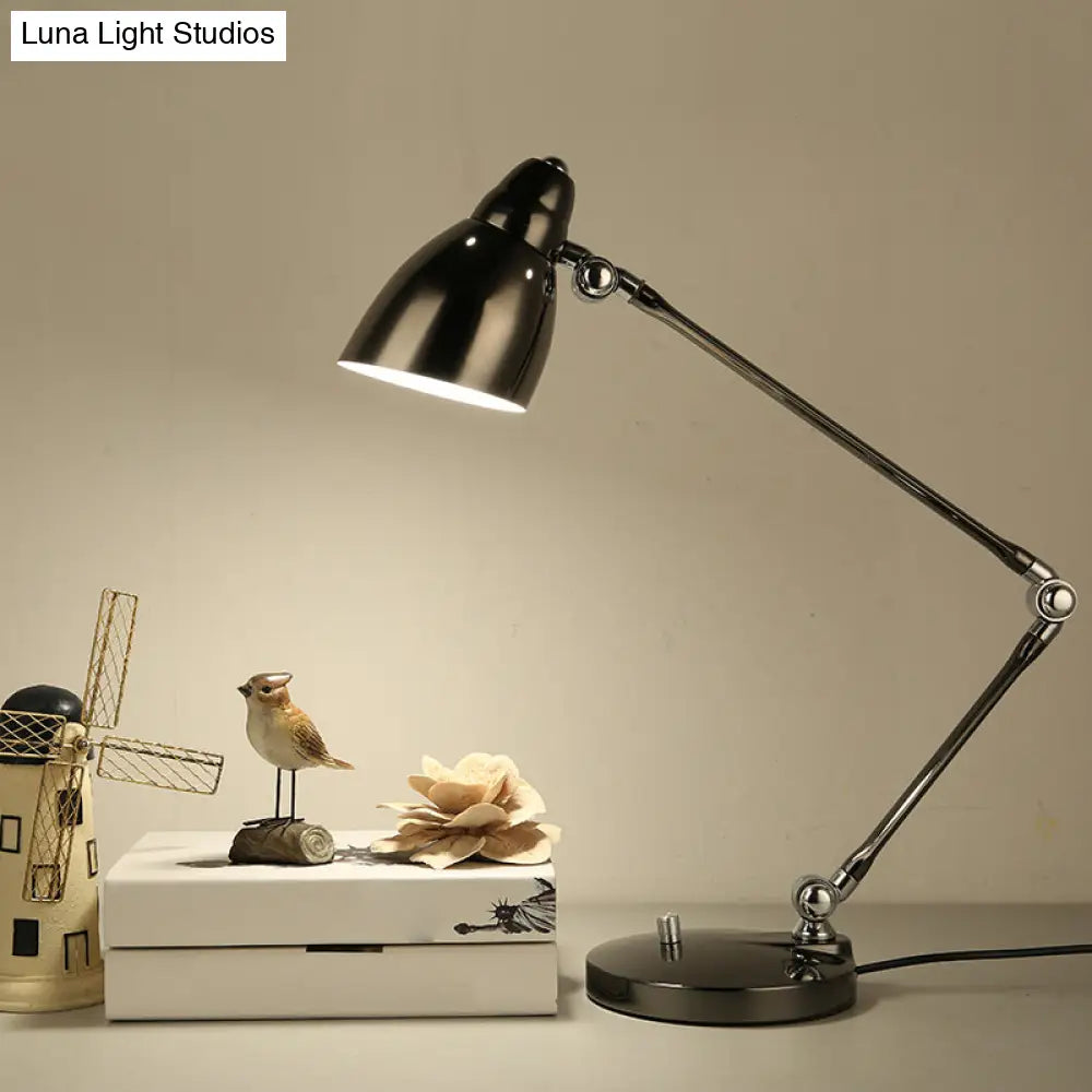 Iron Bell Shaped Industrial Table Lamp With Swing Arm For Study Room Desk